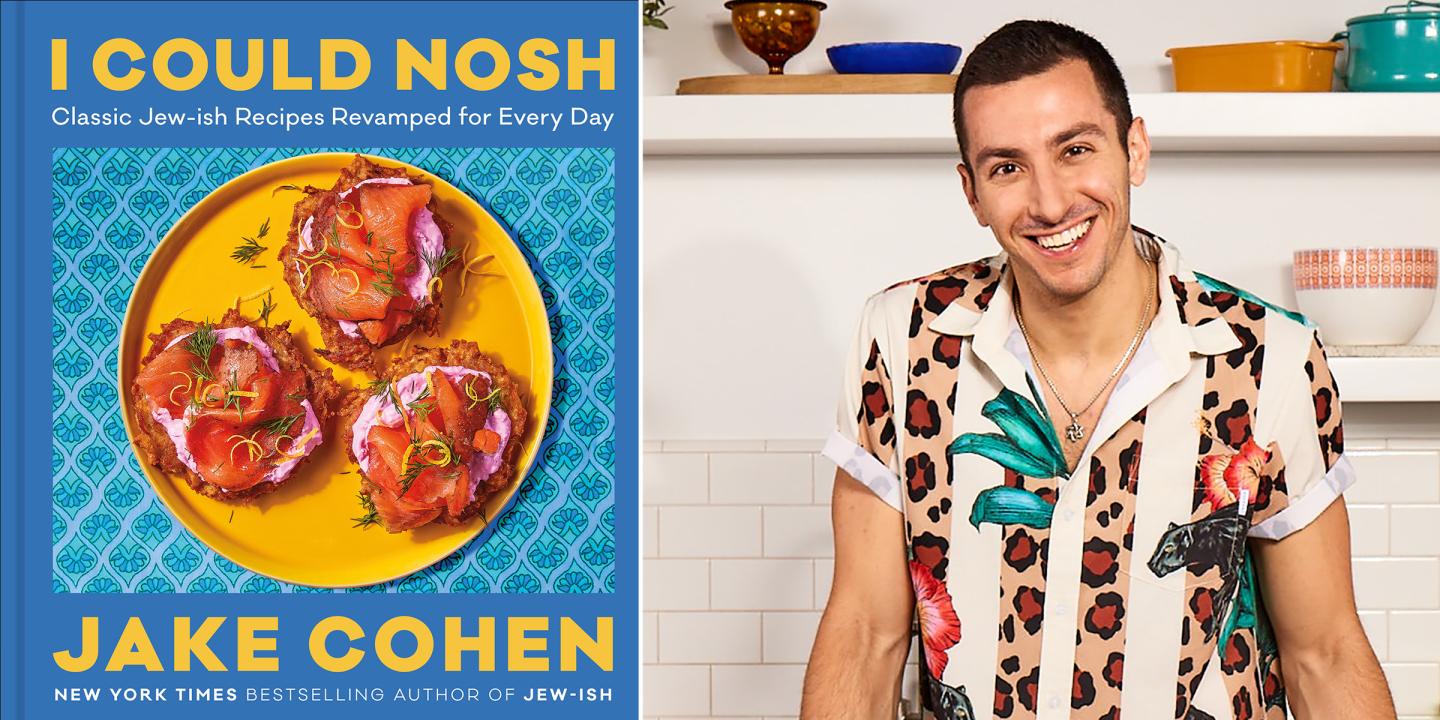 Cover of the book, I Could Nosh, next to a photo of the author smiling at the camera