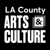 LA County Arts & Culture logo in white text on a black background, with a gray box surrounding the ampersand.