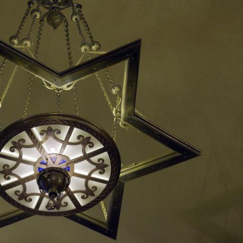 Chandelier in the shape of a five-pointed Jewish "Star of David"